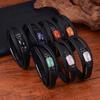 Amazon Explosiones Pulsera Multicapa Trenzada Blanca para Hombre Europea y Americana Ojo de Tigre Sencillo Acero Inoxidable Hebilla Imán