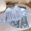 Elegante Conjunto Casual de Dos Piezas Otoñal para Niñas, Bebé Niña 2026 Nueva Camisa de Muñeca y Jeans Conjunto de Celebridad de Internet