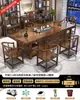 Conjunto Grande de Mesa de Chá e Cadeiras de Madeira Maciça, Uma Mesa e Cinco Cadeiras, Nova Mesa de Chá Estilo Chinês para Uso no Escritório ou em Casa, Mesa para Preparo de Chá Kung Fu