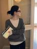 ¡Moda de Hong Kong y Americana/Lujo Discreto y Elegancia! Suéter de Punto de Lana con Cuello en U para Mujer, Top para Capas de Otoño, Suéter Pulóver Reductor de Edad