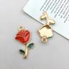 Accesorios para Joyería DIY Día de San Valentín Aleación con Goteo de Aceite Perla Colgante de Amor Rosa Llavero Colgante de Collar