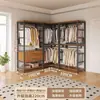 Guarda-roupa simples estilo aberto para quarto, armário de metal walk-in para uso doméstico, cabideiro, cabide de parede para quarto