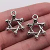 20x 26mm 3.2g plata antigua DIY aleación de zinc accesorios de joyería sol, luna y estrellas huesos estrella de seis puntas colgante