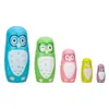 Muñecas Rusas de Anidación Set Matrioshka de Madera de 5 Capas Muñecas Pintadas a Mano de Madera de Tilo con Lindo Diseño de Búho Juguete Animal Colorido y Regalo Creativo para Niños Adultos Manualidad Decorativa Divertida 414cm