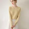 Suéter básico versátil de cuello en V de cachemira pura para mujer, nuevo para otoño e invierno, de manga larga, sencillo