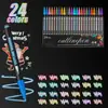 Plumas marcadoras de doble línea con contorno metálico, 8/12/24/36/48/60 Colores, Pluma de Doble Línea Zigzag, Plumas de Dibujo Mágicas con Brillo