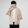Cardigan de verano 2023 nuevo para hombre, camiseta de manga corta para hombre, estilo chino, color liso, simple, retro, túnica holgada