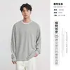 Camiseta Henley de Manga Longa com Zíper Parcial para Homens, Estilo Duas Peças, Coleira Henley, Estação Primavera, Caimento Solto, Estilo Old Money, Suéter Pulôver