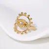 Anillo Abierto de Acero Inoxidable de Venta Caliente Europea y Americana Ojo de Diablo Punto Diamante Chapado en Oro Real de 18 Quilates Titanio No Descolorante Joyería de Mano para Mujeres