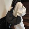 Bolso Cruzado de Hombro Único Casual Estilo Coreano Literario, Bolso de Nylon Plegado Tipo Dumpling de Ins, Bolso Cruzado de Lona con Cordón de Moda Trendy