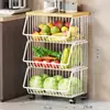 Prateleira de Armazenamento para Cozinha, Caixa de Lanches Doméstica de Chão, Cesta de Frutas e Legumes para Brinquedos na Sala de Estar, Carrinho de Legumes, Prateleira de Armazenamento Multicamadas