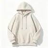 Moletom com capuz de cor sólida e peso pesado, corte solto, não volumoso, unissex, estilo high street, tendência outono e inverno, quente, manga longa, moletom para usar como peça externa