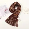 Bufanda de Imitación Cachemir Nueva para Otoño e Invierno para Mujer Estilo Coreano de Gama Alta Versátil Rayada Cálida Bufanda de Pareja Venta al por Mayor