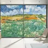 Pegatinas de Vidrio Esmerilado de Colores Estilo Europeo para Bloqueo de Luz y Privacidad, Película Decorativa para Ventana de Baño, Inodoro, Pintura al Óleo Artística