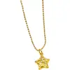 Colgante de Oro Martillado Estrella de Arena Dorada de Gold Store para Mujer, Alta Retención de Color, Nuevo Collar de Meteorito Estrella de Cinco Puntas Deseosa Incrustado con Diamantes