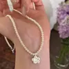 Versión Coreana Diseño de Nicho Flor de Nácar Cepillado Collar de Perlas para Mujer Nuevo de Alta Gama Versátil Moderno Lujo Ligero Cadena para la Clavícula