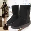 Botas de Nieve de Suela Gruesa con un Elegante Diseño Integrado, Botas de Media Caña, Botines Cortos Forrados de Borrego Invierno 2025, Slip-On, Antideslizantes, Zapatos de Algodón Calientes