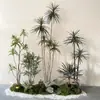 Plantas Verdes Simuladas com Toque de Luxo, Combinação de Paisagismo com Plantas Artificiais, Conjunto Completo de Decorações para Janelas Internas, Design Criativo Biomimético Estilo Wabi-Sabi