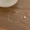 Colar IU Mesmo Estilo S925 Prata Esterlina Cor Feijão Dopamina Feminino Design de Nicho Ins Contas Redondas Corrente da Clavícula de Luxo Leve