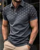 Camisa Polo Masculina de Verão Clássica Cor Sólida Xadrez Diamante, Versátil Casual para Uso Externo Manga Curta
