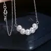 Acessórios DIY Prata de Lei S925 Luxo Leve Montagem de Pingente de Pérola Sorriso Base para Montagem Colar com Várias Pérolas Montagem de Prata Corrente Integrada 3-4