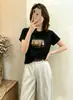Camiseta de Algodón Acanalado Guangzhou Shisanxing de 220g para Mujer, Directo de Fábrica, Corte Entallado, Top de Manga Corta de Moda, Suministro Exclusivo Segunda Remesa de Verano