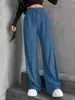 Pantalones Anchos de Color Sólido para Mujer, Cruzados Europeos y Americanos, Novedad Otoño e Invierno 2026, Cintura Elástica, Pantalones Largos Casuales, Cintura Alta con Cordón, Pierna Recta