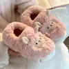 Pantufas de Algodão de Ovelhinha Fofa para Mulheres no Outono e Inverno, Pantufas Peludas Cartoon Grossas para Casa
