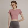 2026 Nova Camiseta Esportiva Feminina de Manga Curta Secagem Rápida Respirável Roupas de Fitness Corrida Justa Roupa de Yoga Roupa de Fitness de Verão