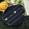 Collar de Nácar con Tres Mariposas para Mujer, Diseño de Nicho de Lujo Ligero, Cadena para Clavícula Estilo Minimalista de Acero de Titanio, Colgante de Moda para Influencers
