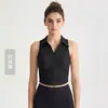 Chaleco de Yoga Weiman con Cuello Polo sin Mangas y Copas Fijas, Ropa Exterior Corta Transpirable, Chaleco Deportivo de Canalé para Fitness para Mujer