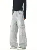Pantalones Vaqueros Vintage Estilo Americano Muxi Clothing para Hombre, Pantalones de Trabajo Versátiles con Parches de Marca de Moda, Pantalones Rectos de Pierna Ancha para Hombre