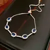Pulsera Extraíble Ovalada de Zirconia Estilo Corte de Lujo Ligero Pulsera de Moda Versátil Pulsera Retro de Gama Alta Venta al por Mayor