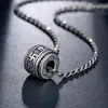 Pingente de Contas da Sorte em Prata de Lei S925 Colar Mantra Seis Caracteres Joia Vintage Presente de Aniversário para Casal Masculino Vendas Diretas