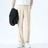 Calça de Verão Masculina Casual Estilo Coreano, Fina, Seda Gelada, Slim, Reta, Calça de Alfaiataria Profissional Formal, Solta, com Caimento
