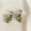 Pendientes de Racimo de Uva Verde para Mujer, Pendientes de Borla Estilo Bosque, Pendientes de Nicho de Alta Gama, Pendientes Estilo Vacaciones