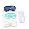 Máscara de ojos para dormir de seda sintética de doble cara, bloqueadora de luz, correa elástica, máscara de ojos de belleza transpirable de color sólido para viajes, protector de ojos para siestas
