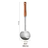 Espátula de Aço Inoxidável 304 com Cabo de Madeira Antiescaldante para Restaurante e Hotel, Colher Espessa para Cozinha Doméstica, Espátula de Aço Inoxidável para Refogar