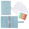 Cuaderno de Ahorro A6 Carpeta de Anillas de PU con Bolsillo con Cremallera, Núcleo Interior Impermeable para Proteger Efectivo, Billetes y Documentos Financieros, Venta al por Mayor