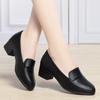 Zapatos de Madre de Suela Blanda de Cuero Suave 2025 Primavera y Otoño Nuevos Zapatos de Cuero para Mujer con Tacones Gruesos, Flats Cómodos, Zapatos Versátiles para Mujeres de Mediana Edad y Mayores