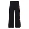 Pantalones de Chándal Holgados Casuales de Pierna Ancha Rectos Largos para Mujer con Estampado de Cruz Creativo Estilo Gótico Cintura Elástica