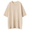 Suéter de Cashmere para Mulheres 100% Cashmere Puro Outono e Inverno Novo Casual Versátil Solto Gola Redonda Pulôver Cor Lisa Tricô Meia Manga