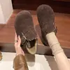 Zapatos de algodón que aumentan la altura interior de forro polar zapatos perezosos de felpa taburete para pies invierno mula peluda cálidos zapatos de algodón mujer 2026