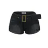 Estilo Europeo y Americano Nueva Chica Caliente Cinturón Shorts de Mezclilla Verano 2026 Americano Sexy Cintura Baja Línea A Adelgazante Pierna Ancha Pantalones