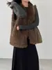 Chaleco Ecológico de Lana de Cordero Estilo Coreano Jiangzuo para Mujer, Abrigo Holgado Elegante con Piel Integrada para Invierno 25880