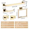 Rack de Armazenamento de Banheiro Popular Transfronteiriço em Aço Inoxidável Conjunto de Cinco Peças Suporte para Toalhas e Papel Higiênico Gancho Conjunto de Racks de Armazenamento Quadrados