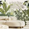 2025 Sofá Minimalista Moderno Cabeceira de Quarto Papel de Parede de Fundo Mural de Plantas da Selva Frescas Naturais Jardim