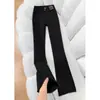 Jeans boca de sino retro com barra desfiada para mulheres, tendência primavera/verão versátil novo slim-fit de verão, calça tipo sino de cavalo não abafante