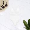 Roupa Milagrosa 2025 Nova Cor Sólida Europeia e Americana Cintura Alta Separados Biquíni Roupa de Banho Amazon Cross-Border Comércio Exterior 5067