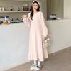 Novo Vestido Suéter de Tricô Básico para Grávidas Outono e Inverno Gola Redonda para Grávidas Estilo Preguiçoso Quente Espesso Combina com Tudo Saia Base de Tricô para Grávidas